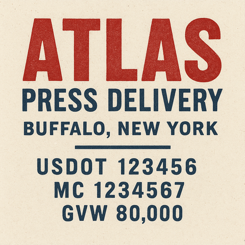 Custom Truck Door Lettering Sticker Decal Signs With Company Name, Location, USDOT, MC, CA, KYU, GVW & More | Create Your Own USDOT Truck Door Sign