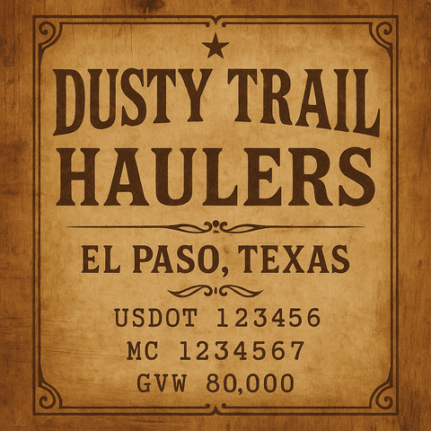 Custom Truck Door Lettering Sticker Decal Signs With Company Name, Location, USDOT, MC, CA, KYU, GVW & More | Create Your Own USDOT Truck Door Sign