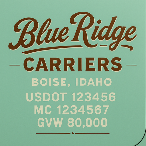 Custom Truck Door Lettering Sticker Decal Signs With Company Name, Location, USDOT, MC, CA, KYU, GVW & More | Create Your Own USDOT Truck Door Sign