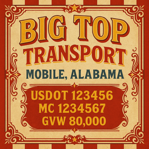 Custom Truck Door Lettering Sticker Decal Signs With Company Name, Location, USDOT, MC, CA, KYU, GVW & More | Create Your Own USDOT Truck Door Sign