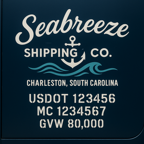 Custom Truck Door Lettering Sticker Decal Signs With Company Name, Location, USDOT, MC, CA, KYU, GVW & More | Create Your Own USDOT Truck Door Sign