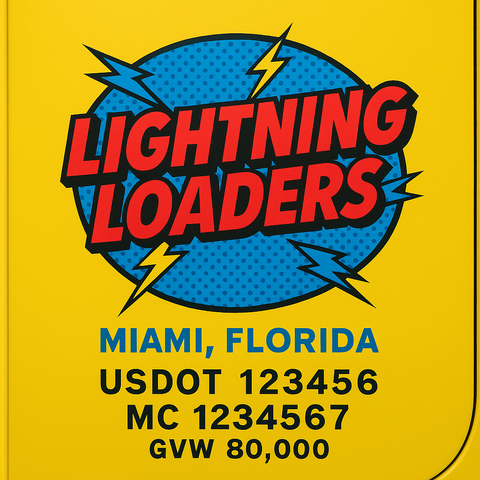 Custom Truck Door Lettering Sticker Decal Signs With Company Name, Location, USDOT, MC, CA, KYU, GVW & More | Create Your Own USDOT Truck Door Sign