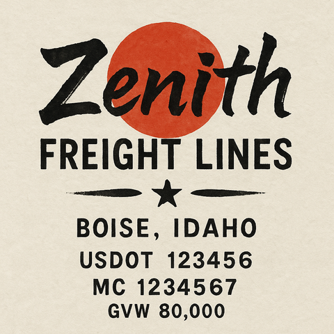 Custom Truck Door Lettering Sticker Decal Signs With Company Name, Location, USDOT, MC, CA, KYU, GVW & More | Create Your Own USDOT Truck Door Sign