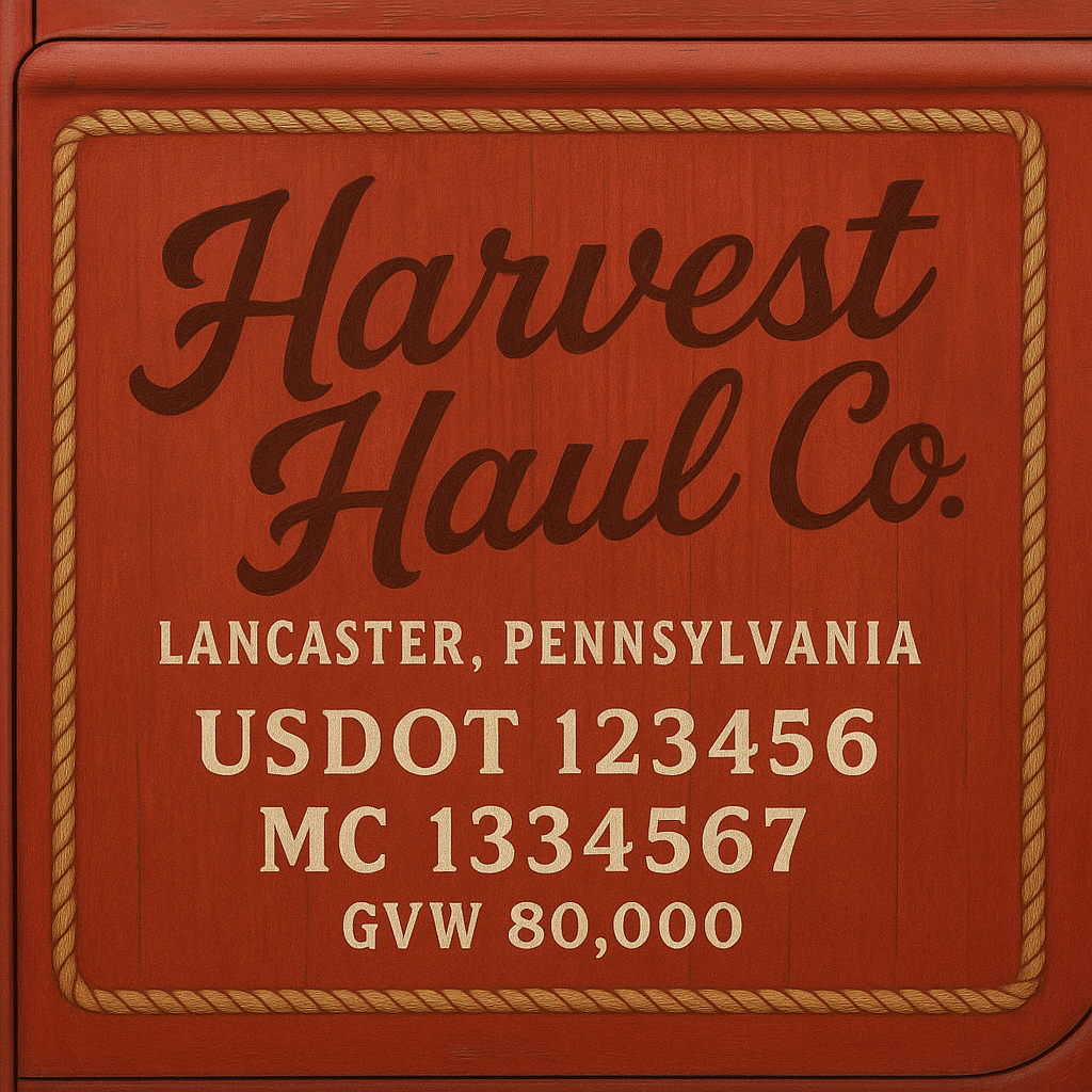Custom Truck Door Lettering Sticker Decal Signs With Company Name, Location, USDOT, MC, CA, KYU, GVW & More | Create Your Own USDOT Truck Door Sign