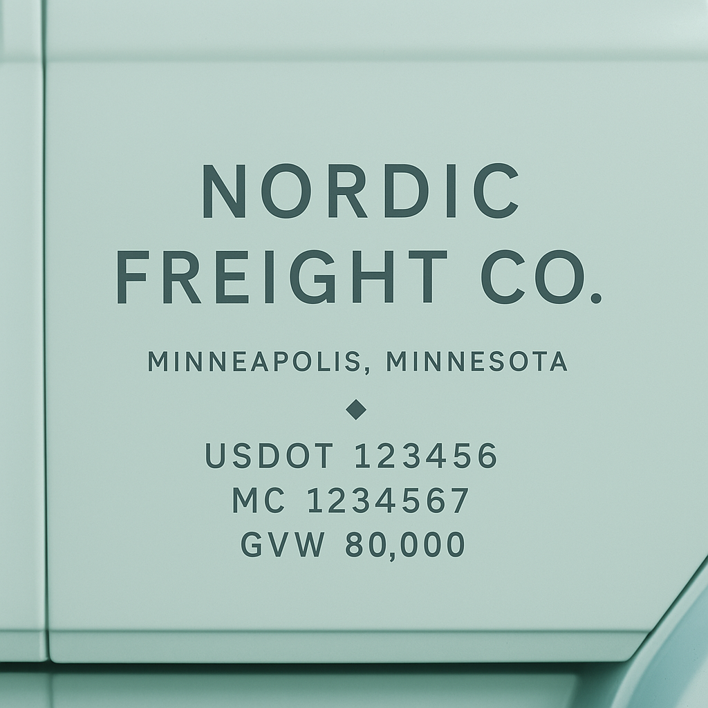 Custom Truck Door Lettering Sticker Decal Signs With Company Name, Location, USDOT, MC, CA, KYU, GVW & More | Create Your Own USDOT Truck Door Sign