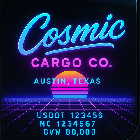 Custom Truck Door Lettering Sticker Decal Signs With Company Name, Location, USDOT, MC, CA, KYU, GVW & More | Create Your Own USDOT Truck Door Sign