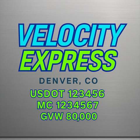 Custom Truck Door Lettering Sticker Decal Signs With Company Name, Location, USDOT, MC, CA, KYU, GVW & More | Create Your Own USDOT Truck Door Sign