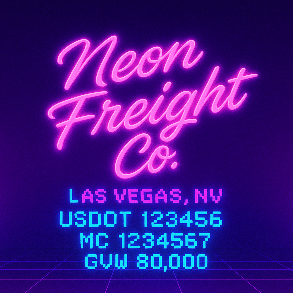 Custom Truck Door Lettering Sticker Decal Signs With Company Name, Location, USDOT, MC, CA, KYU, GVW & More | Create Your Own USDOT Truck Door Sign