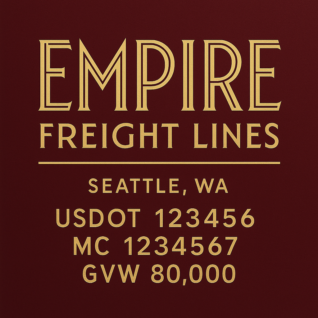 Custom Truck Door Lettering Sticker Decal Signs With Company Name, Location, USDOT, MC, CA, KYU, GVW & More | Create Your Own USDOT Truck Door Sign