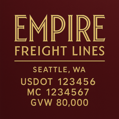 Custom Truck Door Lettering Sticker Decal Signs With Company Name, Location, USDOT, MC, CA, KYU, GVW & More | Create Your Own USDOT Truck Door Sign