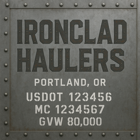 Custom Truck Door Lettering Sticker Decal Signs With Company Name, Location, USDOT, MC, CA, KYU, GVW & More | Create Your Own USDOT Truck Door Sign