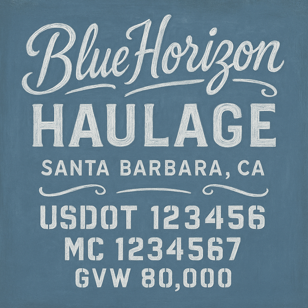 Custom Truck Door Lettering Sticker Decal Signs With Company Name, Location, USDOT, MC, CA, KYU, GVW & More | Create Your Own USDOT Truck Door Sign