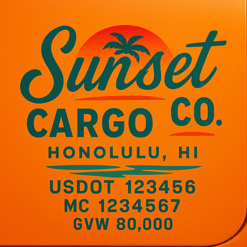 Custom Truck Door Lettering Sticker Decal Signs With Company Name, Location, USDOT, MC, CA, KYU, GVW & More | Create Your Own USDOT Truck Door Sign