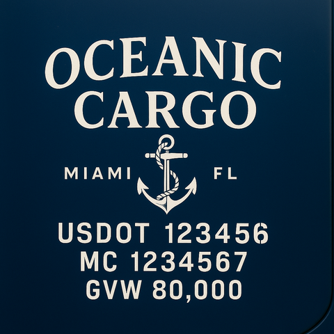 Custom Truck Door Lettering Sticker Decal Signs With Company Name, Location, USDOT, MC, CA, KYU, GVW & More | Create Your Own USDOT Truck Door Sign