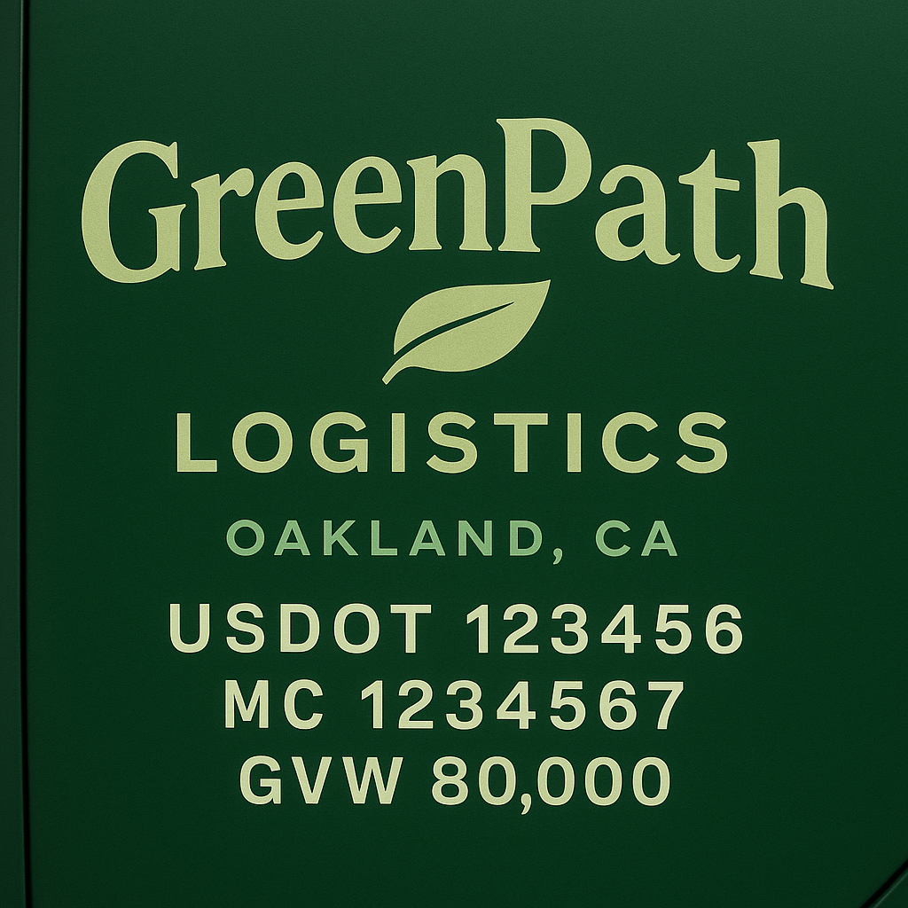 Custom Truck Door Lettering Sticker Decal Signs With Company Name, Location, USDOT, MC, CA, KYU, GVW & More | Create Your Own USDOT Truck Door Sign