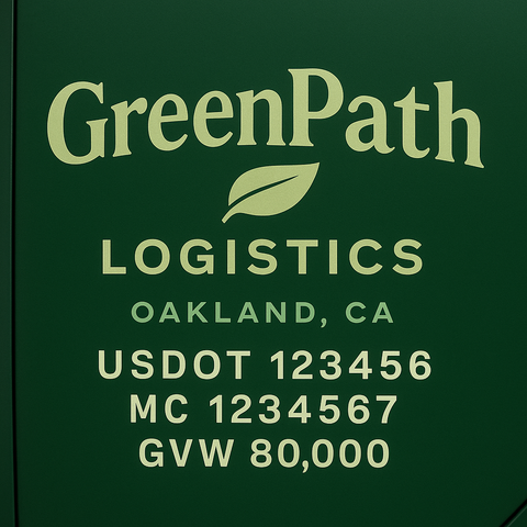 Custom Truck Door Lettering Sticker Decal Signs With Company Name, Location, USDOT, MC, CA, KYU, GVW & More | Create Your Own USDOT Truck Door Sign