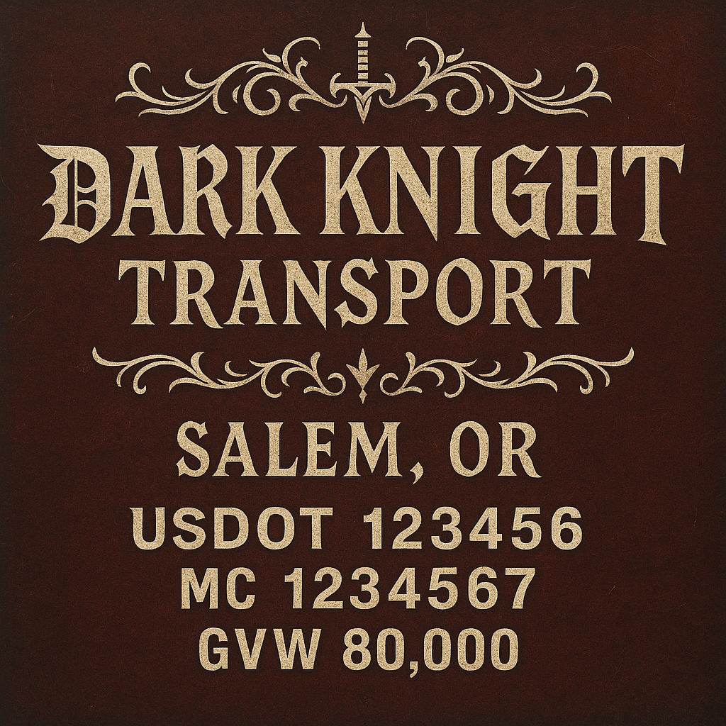 Custom Truck Door Lettering Sticker Decal Signs With Company Name, Location, USDOT, MC, CA, KYU, GVW & More | Create Your Own USDOT Truck Door Sign