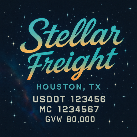 Custom Truck Door Lettering Sticker Decal Signs With Company Name, Location, USDOT, MC, CA, KYU, GVW & More | Create Your Own USDOT Truck Door Sign