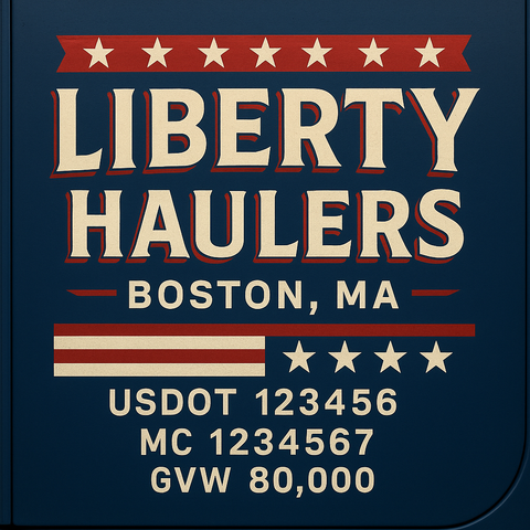 Custom Truck Door Lettering Sticker Decal Signs With Company Name, Location, USDOT, MC, CA, KYU, GVW & More | Create Your Own USDOT Truck Door Sign