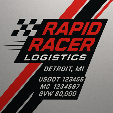 Custom Truck Door Lettering Sticker Decal Signs With Company Name, Location, USDOT, MC, CA, KYU, GVW & More | Create Your Own USDOT Truck Door Sign