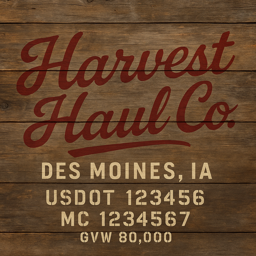 Custom Truck Door Lettering Sticker Decal Signs With Company Name, Location, USDOT, MC, CA, KYU, GVW & More | Create Your Own USDOT Truck Door Sign