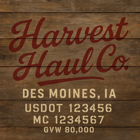 Custom Truck Door Lettering Sticker Decal Signs With Company Name, Location, USDOT, MC, CA, KYU, GVW & More | Create Your Own USDOT Truck Door Sign