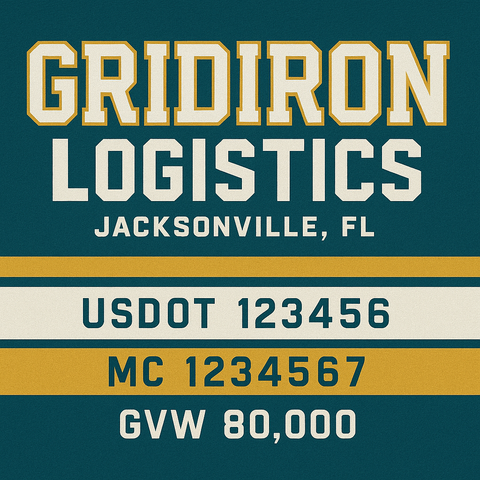 Custom Truck Door Lettering Sticker Decal Signs With Company Name, Location, USDOT, MC, CA, KYU, GVW & More | Create Your Own USDOT Truck Door Sign