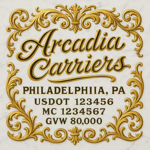 Custom Truck Door Lettering Sticker Decal Signs With Company Name, Location, USDOT, MC, CA, KYU, GVW & More | Create Your Own USDOT Truck Door Sign