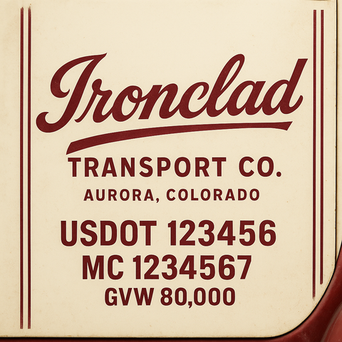 Custom Truck Door Lettering Sticker Decal Signs With Company Name, Location, USDOT, MC, CA, KYU, GVW & More | Create Your Own USDOT Truck Door Sign