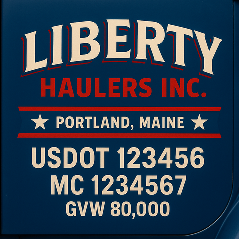 Custom Truck Door Lettering Sticker Decal Signs With Company Name, Location, USDOT, MC, CA, KYU, GVW & More | Create Your Own USDOT Truck Door Sign