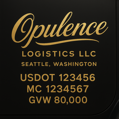 Custom Truck Door Lettering Sticker Decal Signs With Company Name, Location, USDOT, MC, CA, KYU, GVW & More | Create Your Own USDOT Truck Door Sign