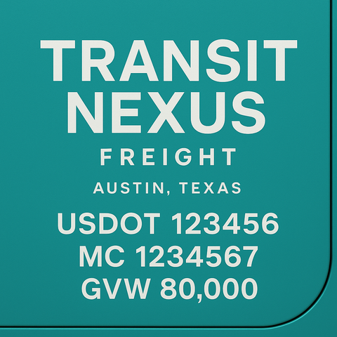 Custom Truck Door Lettering Sticker Decal Signs With Company Name, Location, USDOT, MC, CA, KYU, GVW & More | Create Your Own USDOT Truck Door Sign