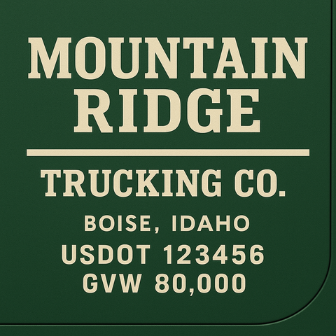Custom Truck Door Lettering Sticker Decal Signs With Company Name, Location, USDOT, MC, CA, KYU, GVW & More | Create Your Own USDOT Truck Door Sign