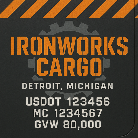 Custom Truck Door Lettering Sticker Decal Signs With Company Name, Location, USDOT, MC, CA, KYU, GVW & More | Create Your Own USDOT Truck Door Sign