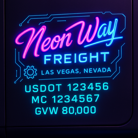 Custom Truck Door Lettering Sticker Decal Signs With Company Name, Location, USDOT, MC, CA, KYU, GVW & More | Create Your Own USDOT Truck Door Sign