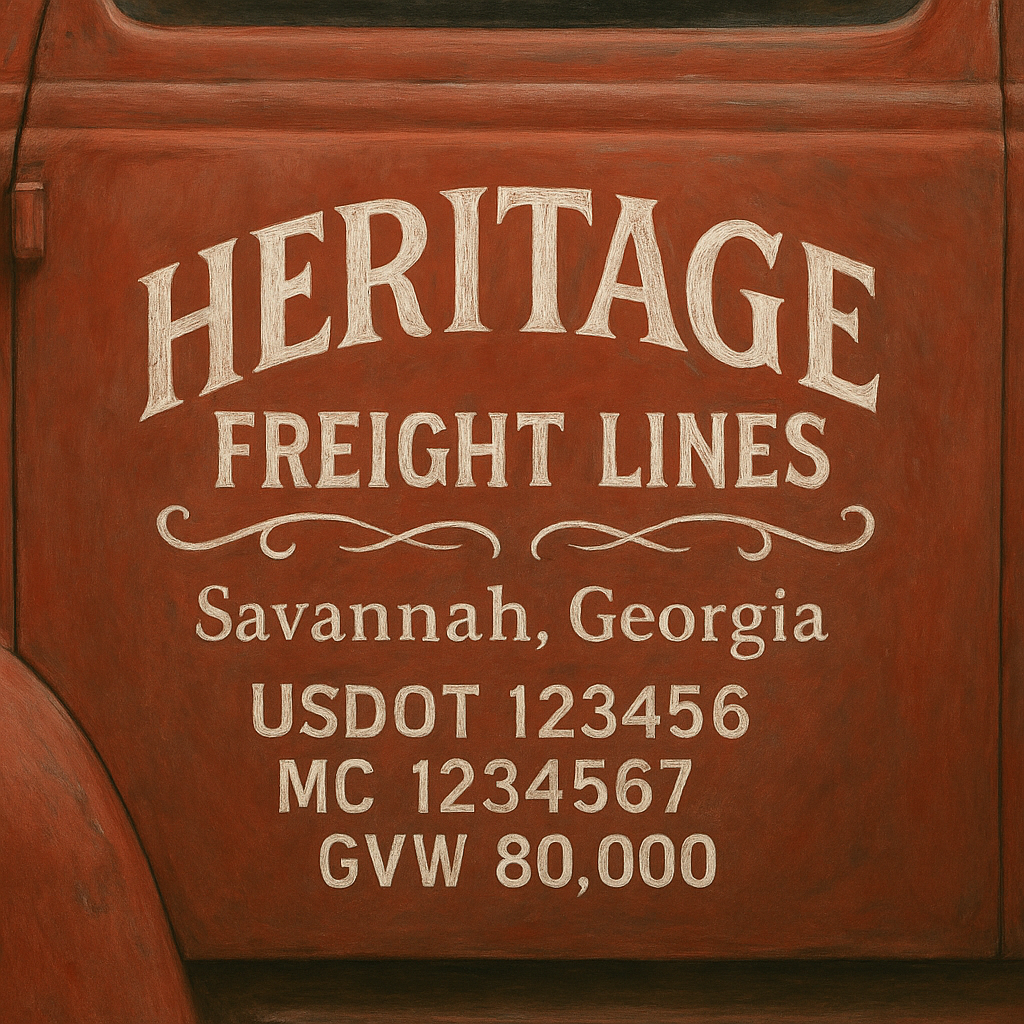 Custom Truck Door Lettering Sticker Decal Signs With Company Name, Location, USDOT, MC, CA, KYU, GVW & More | Create Your Own USDOT Truck Door Sign