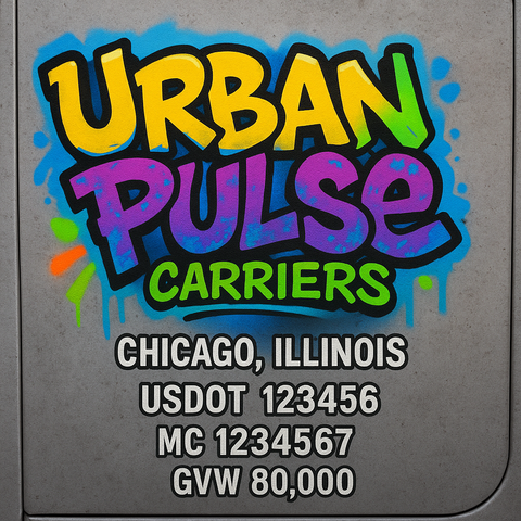 Custom Truck Door Lettering Sticker Decal Signs With Company Name, Location, USDOT, MC, CA, KYU, GVW & More | Create Your Own USDOT Truck Door Sign