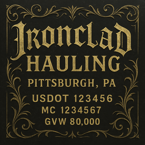 Custom Truck Door Lettering Sticker Decal Signs With Company Name, Location, USDOT, MC, CA, KYU, GVW & More | Create Your Own USDOT Truck Door Sign