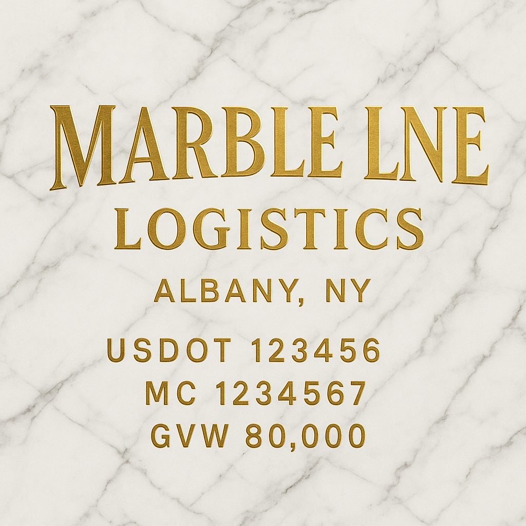 Custom Truck Door Lettering Sticker Decal Signs With Company Name, Location, USDOT, MC, CA, KYU, GVW & More | Create Your Own USDOT Truck Door Sign