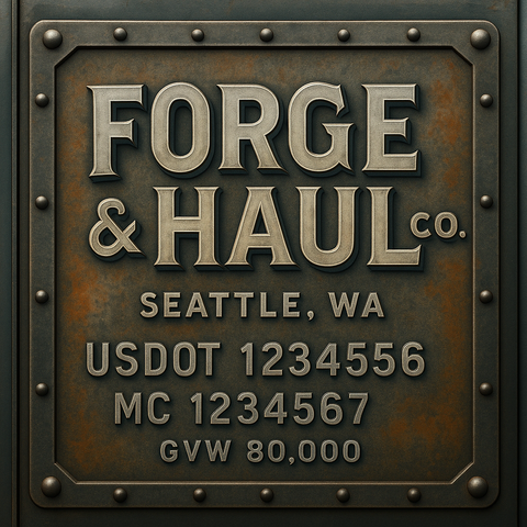 Custom Truck Door Lettering Sticker Decal Signs With Company Name, Location, USDOT, MC, CA, KYU, GVW & More | Create Your Own USDOT Truck Door Sign