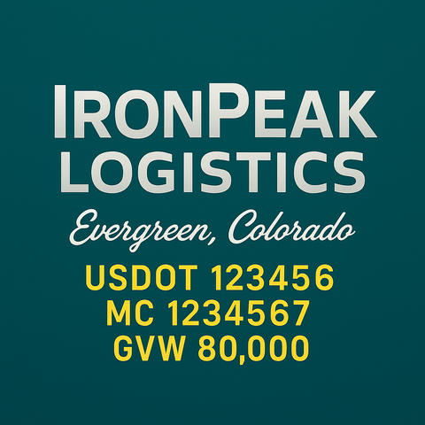 Custom Truck Door Lettering Sticker Decal Signs With Company Name, Location, USDOT, MC, CA, KYU, GVW & More | Create Your Own USDOT Truck Door Sign