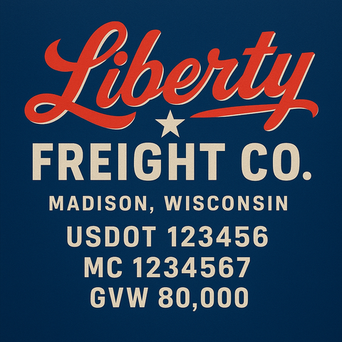 Custom Truck Door Lettering Sticker Decal Signs With Company Name, Location, USDOT, MC, CA, KYU, GVW & More | Create Your Own USDOT Truck Door Sign