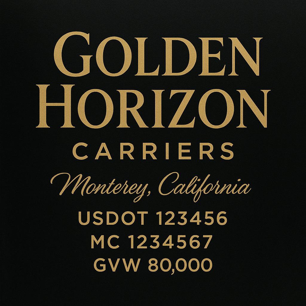 Custom Truck Door Lettering Sticker Decal Signs With Company Name, Location, USDOT, MC, CA, KYU, GVW & More | Create Your Own USDOT Truck Door Sign