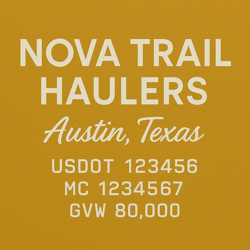 Custom Truck Door Lettering Sticker Decal Signs With Company Name, Location, USDOT, MC, CA, KYU, GVW & More | Create Your Own USDOT Truck Door Sign