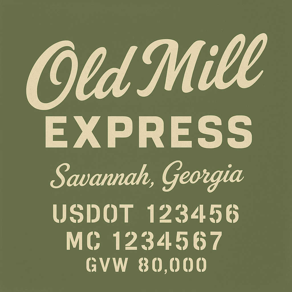 Custom Truck Door Lettering Sticker Decal Signs With Company Name, Location, USDOT, MC, CA, KYU, GVW & More | Create Your Own USDOT Truck Door Sign