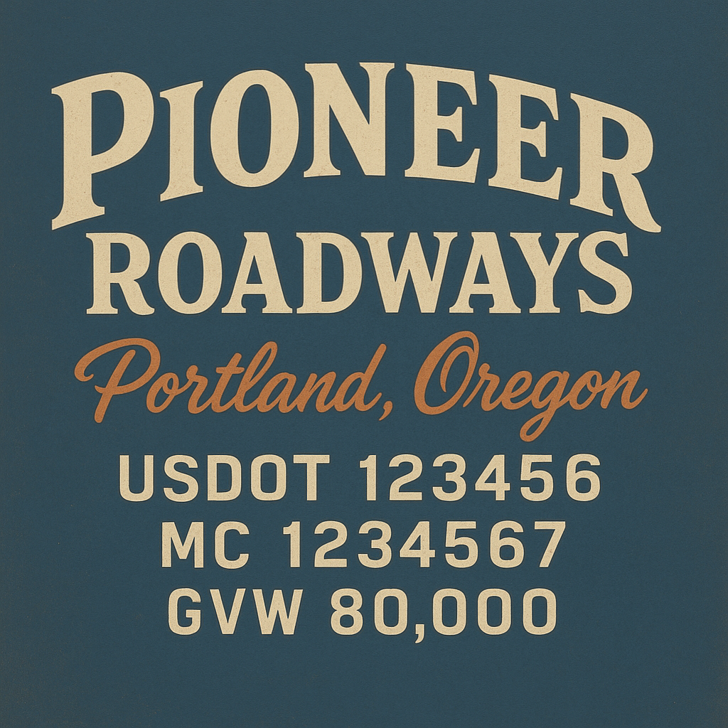 Custom Truck Door Lettering Sticker Decal Signs With Company Name, Location, USDOT, MC, CA, KYU, GVW & More | Create Your Own USDOT Truck Door Sign