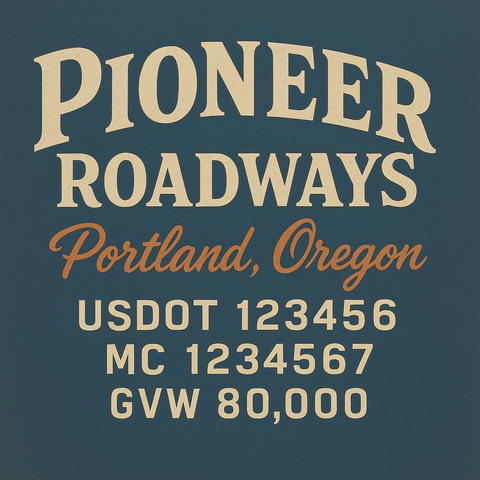 Custom Truck Door Lettering Sticker Decal Signs With Company Name, Location, USDOT, MC, CA, KYU, GVW & More | Create Your Own USDOT Truck Door Sign