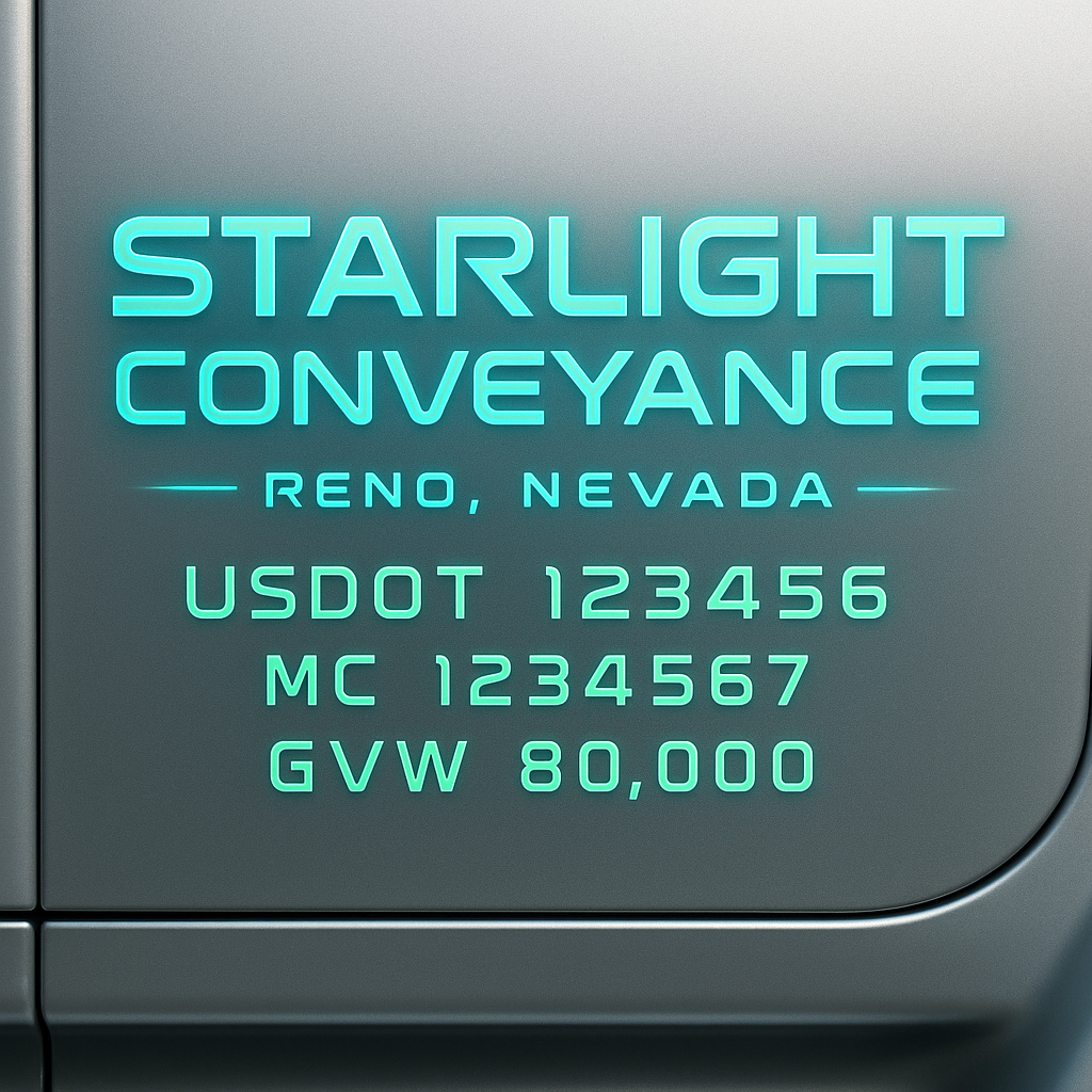 Custom Truck Door Lettering Sticker Decal Signs With Company Name, Location, USDOT, MC, CA, KYU, GVW & More | Create Your Own USDOT Truck Door Sign