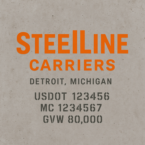 Custom Truck Door Lettering Sticker Decal Signs With Company Name, Location, USDOT, MC, CA, KYU, GVW & More | Create Your Own USDOT Truck Door Sign