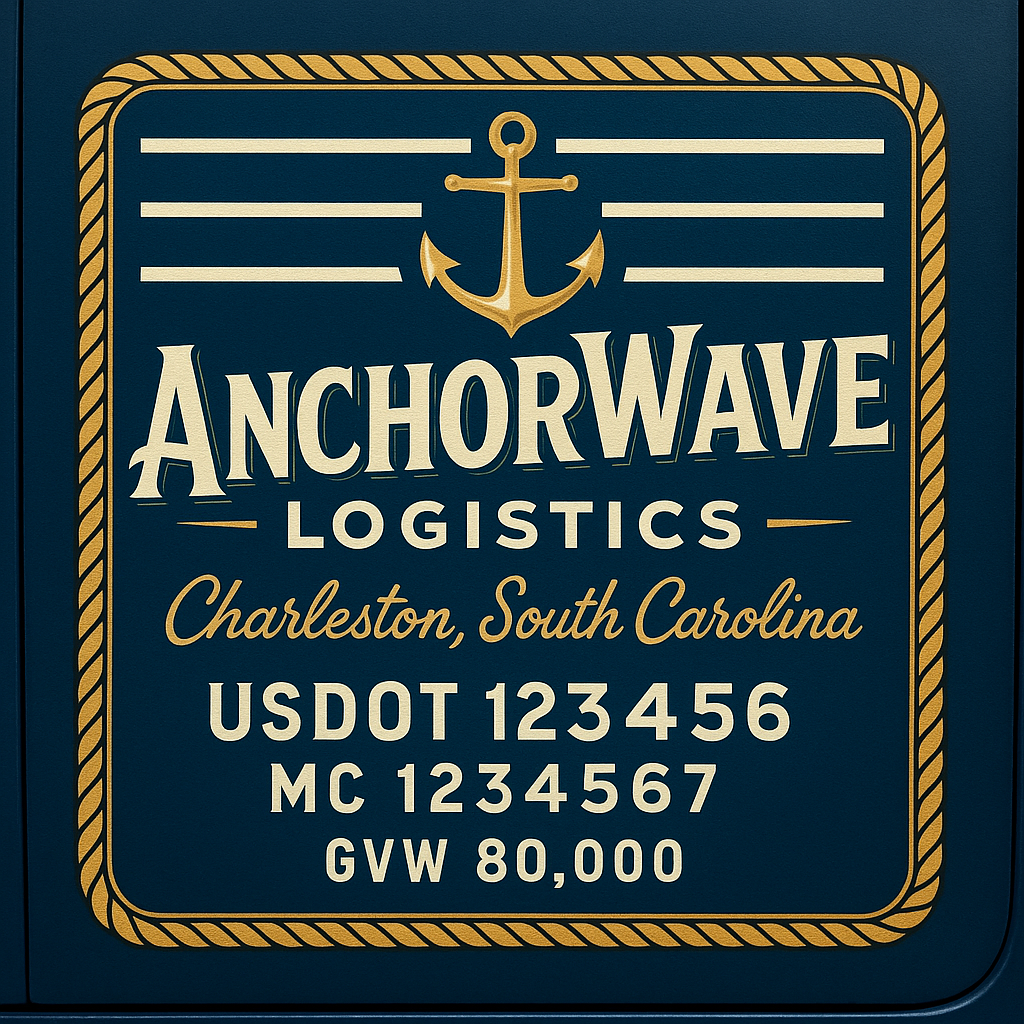 Custom Truck Door Lettering Sticker Decal Signs With Company Name, Location, USDOT, MC, CA, KYU, GVW & More | Create Your Own USDOT Truck Door Sign